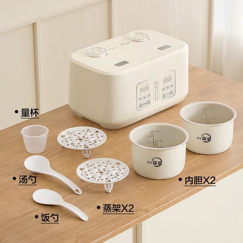 美的(Midea)双胆电饭煲电饭锅白玉晶釜内胆3-8人香弹饭煲仔饭功能家用智能迷你电饭煲白色MB-RC328图片