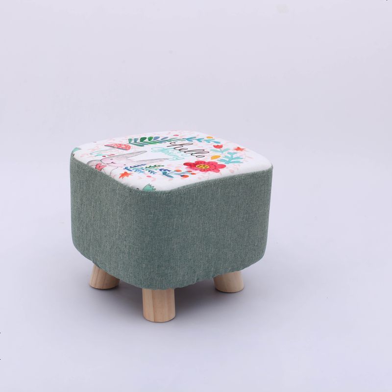 实木布艺凳子小板凳时尚换鞋凳家用圆椅矮凳客厅卧室沙发凳布艺凳 方凳-青兔