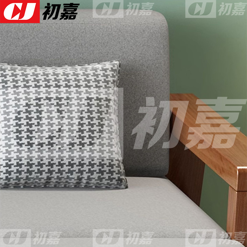 初嘉(CJ)XZS-01 办公沙发木质沙发新中式沙发小户型沙发椅客厅沙发高清大图