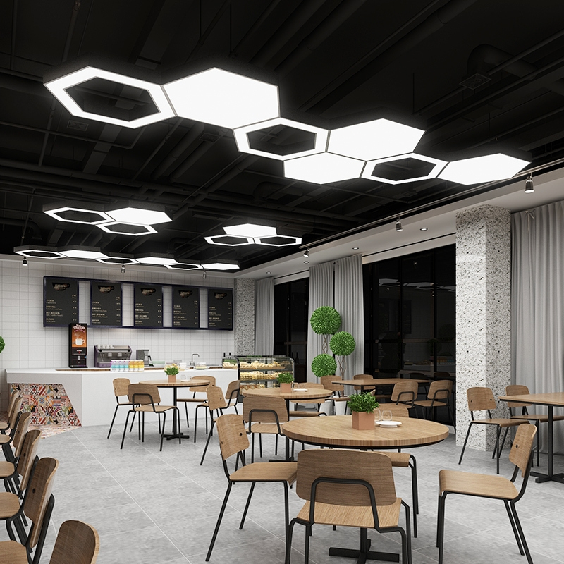 鲸与光办公室吊灯六边形空心圆拼接灯吊线灯店铺健身房网咖造型灯具(Ppf)