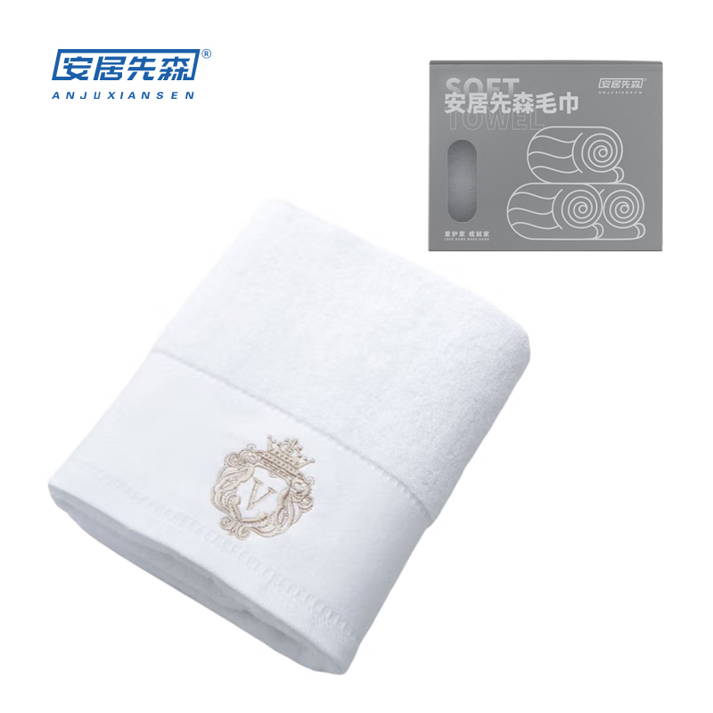 安居先森超柔瞬吸水五星级酒店长绒棉抹布毛巾两用奥斯汀34*76cm 贵族白
