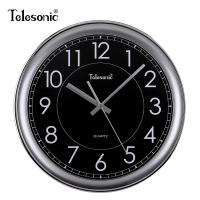 天王星(Telesonic)静音客厅挂钟现代简约钟表 创意潮流会议室石英钟餐厅书房时钟 13英寸