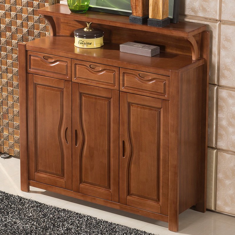 厅实木鞋柜 现代中式三玄关鞋柜多层大容量 客厅对开储物柜 组装_三_胡桃色【送货安装】