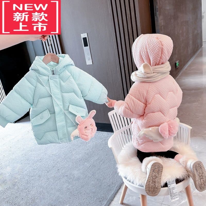 可莉允女童冬季加绒棉衣1女宝宝羽绒棉袄中长款小女孩保暖棉服3冬装外套图片