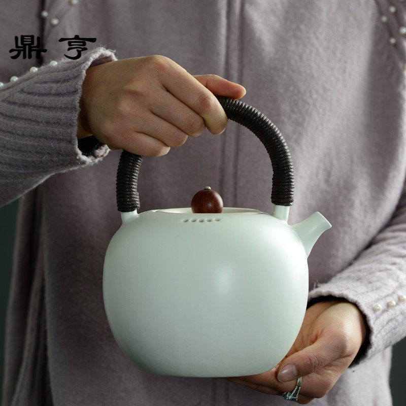 鼎亨 苏打釉陶壶 陶瓷白泥提梁壶 煮茶壶 烧水泡茶壶功夫茶具