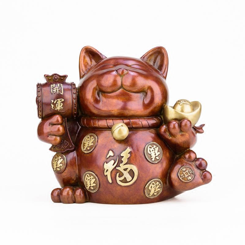 美帮汇猫摆件 铜发财猫金钱猫存钱罐家居创意高清大图