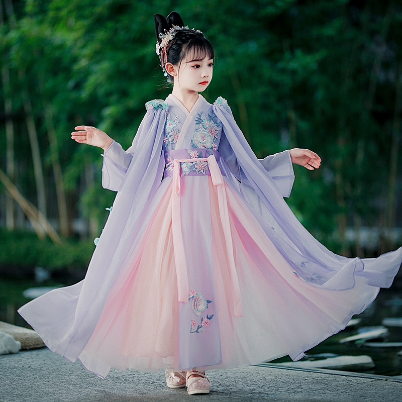 女童汉服古风连衣裙智扣超仙儿童古装襦裙冬季小女孩中国风唐装春秋装