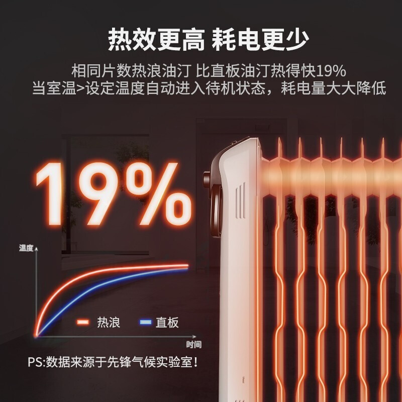 先锋(SINGFUN)取暖器油汀家用15片热浪片体全屋升温加热器烤火炉暖气片大面积取暖 DYT-SS9