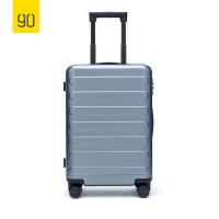 90分拉杆箱20英寸(刹车版) 商旅两用旅行箱男女 PC耐磨登机箱 密码箱静音万向轮行李箱七道杠 湖光蓝