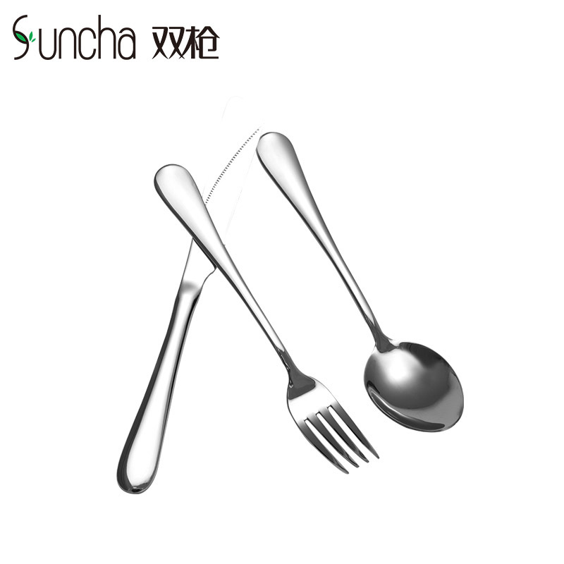 双枪(Suncha)牛排刀叉勺套装 不锈钢刀叉勺三件套牛排套刀西餐刀组合装 CF1114