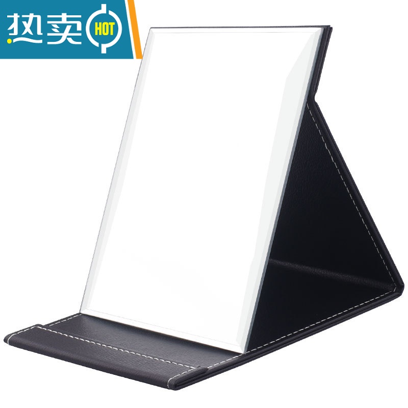 敬平镜子折叠 宿舍 学生镜子化妆镜女便携台式桌面梳妆镜加厚时尚简约 黑中号便携式用镜高清大图