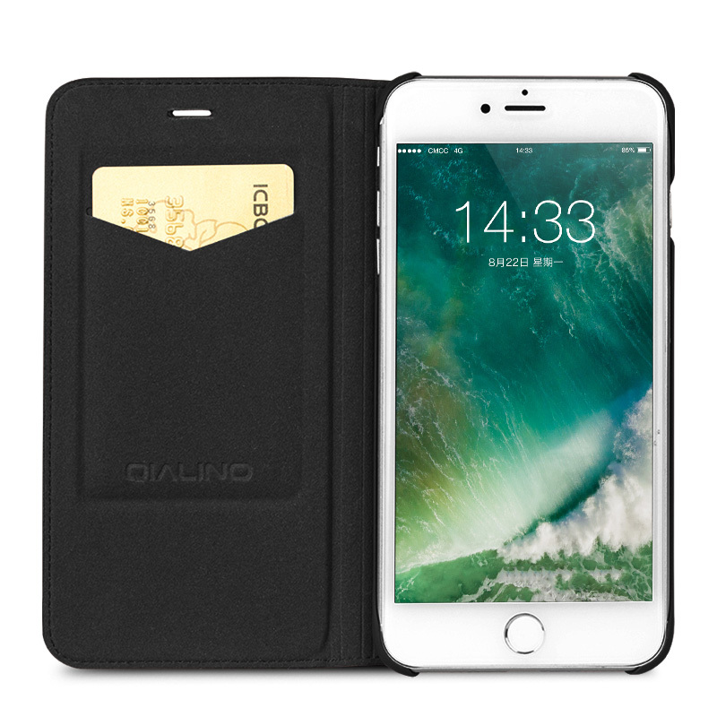 HIGE/苹果iphone7/7plus手机壳 商务真皮时尚翻盖硬壳 适用于苹果8p/7p 5.5英寸 经典黑