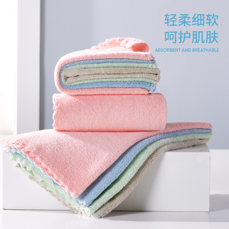 洁玉 清婉珊瑚绒34.5*34.5cm方巾1条 J0027W 粉色高清大图