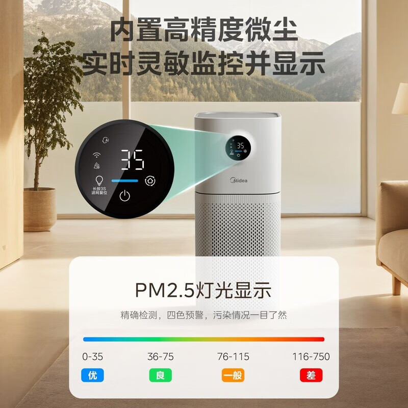 美的空气净化器家用卧室除甲醛除烟味宠物除异味净化除过敏源吸猫毛新风机空调伴侣 KJ400G-L1 Lite高清大图