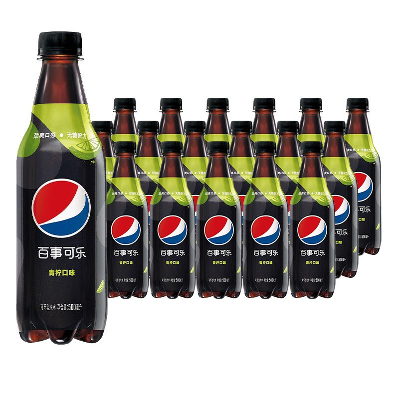 百事可乐青柠味500ml600ml12瓶视频