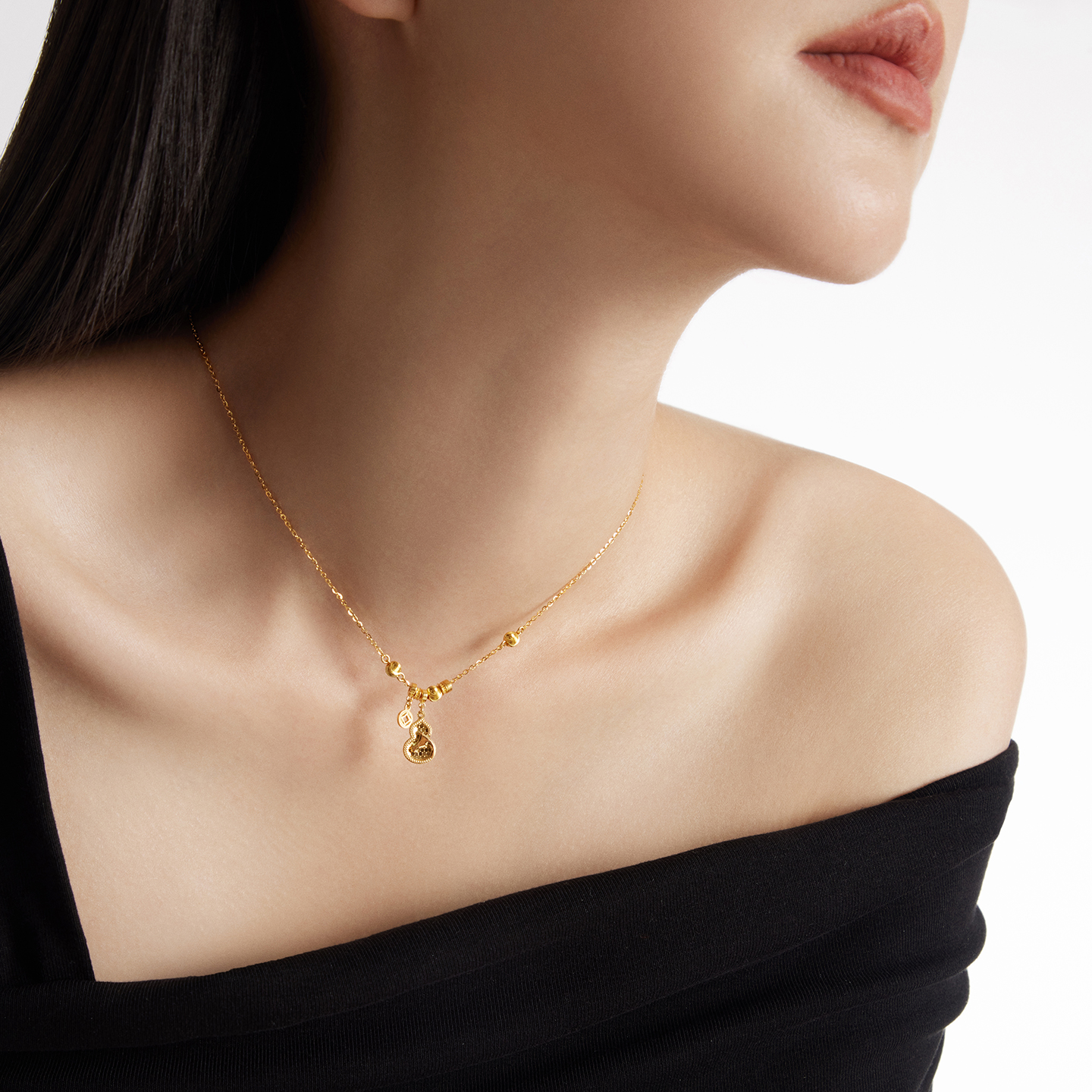 周大福马年生肖 寓意马上有福爆闪葫芦足金黄金项链女计价(工费520)EOF1677送生日礼物高清大图