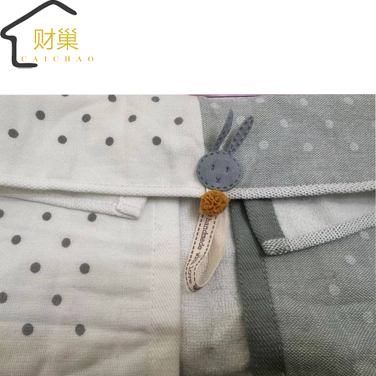 财巢 兔头童巾-四条装 25*50cm /包高清大图