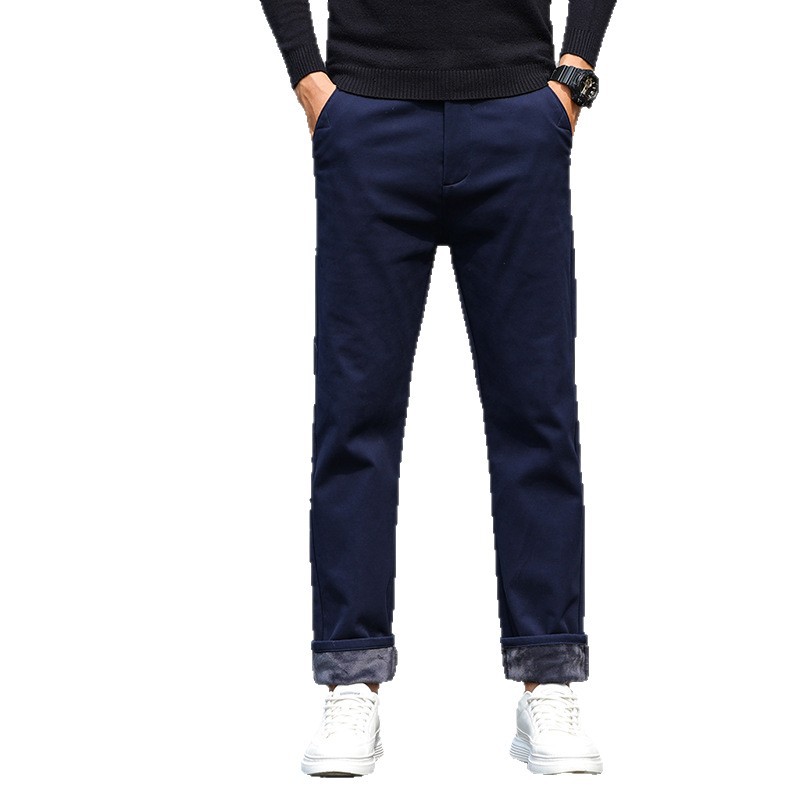 啄木鸟2025秋冬新款休闲裤男士宽松直筒加绒商务西裤男款休闲长裤高清大图