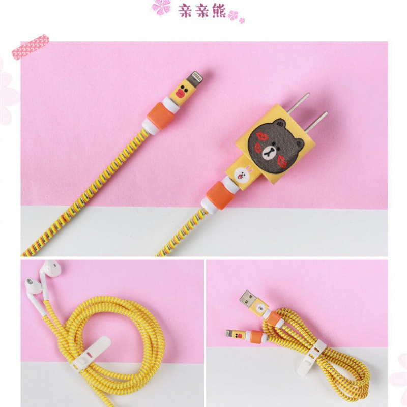 家柏饰(CORATED)苹果iphone6s/7/8plus/xr/xs手机充电器贴纸6x数据线保护套8x耳机缠绕线器5 亲亲熊