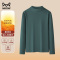 猫人男士双面绒半高领长袖t恤男德绒磨毛打底衫修身内搭保暖上衣280g