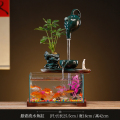 循环流水器生财摆件招财景观鱼缸创意家居办公室客厅开业乔迁礼客 均码 悬壶流水四方缸