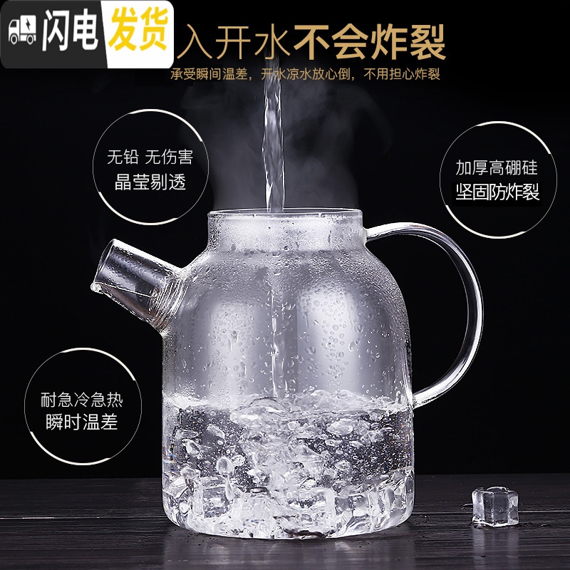 三维工匠玻璃花茶壶茶叶泡茶壶可高温水壶蜡烛底座加热煮茶器家用茶具套装 竹茶盘高清大图