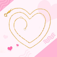 周大福 唯美水波链 18K金彩金项链/素链 40cm E104744