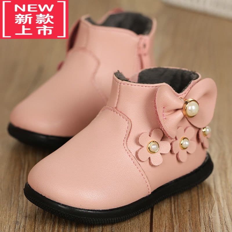 可莉允儿童靴子女宝宝鞋子1-3岁秋冬款女童冬鞋短靴公主加绒小皮鞋2图片