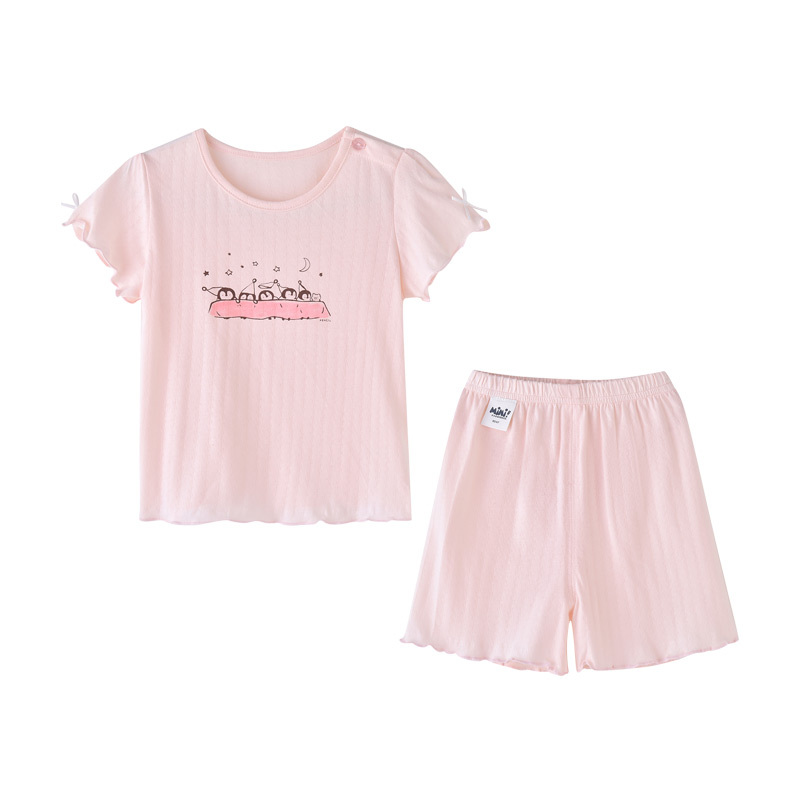 [8折价:35.2元]铅笔俱乐部童装夏装新款女童套装家居服儿童短袖短裤2件套