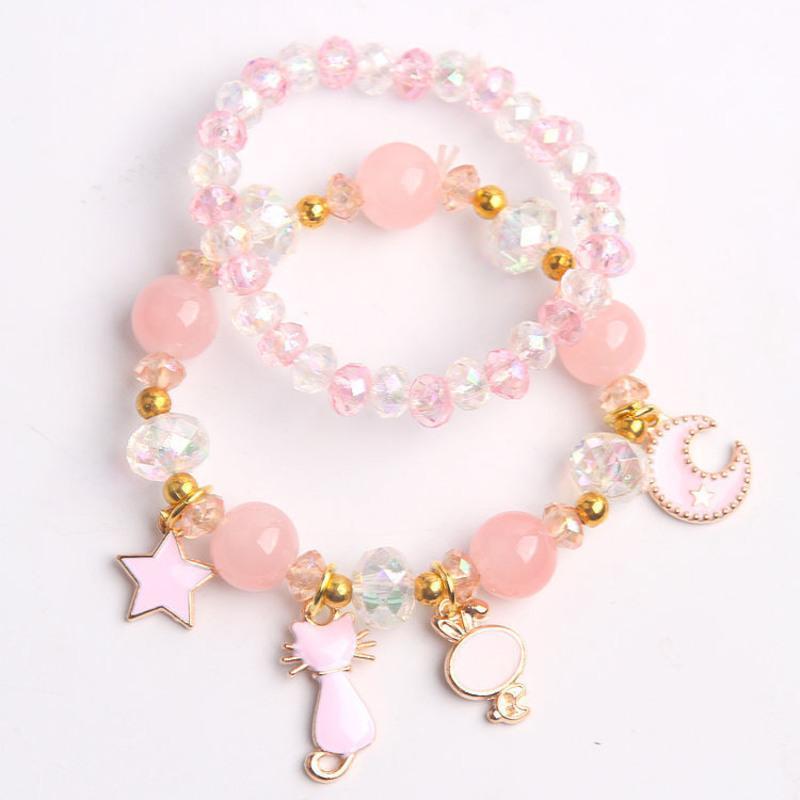 女童手链少女手环饰品女孩亲子卡通公主仿水晶手镯可爱小挂件手串q715