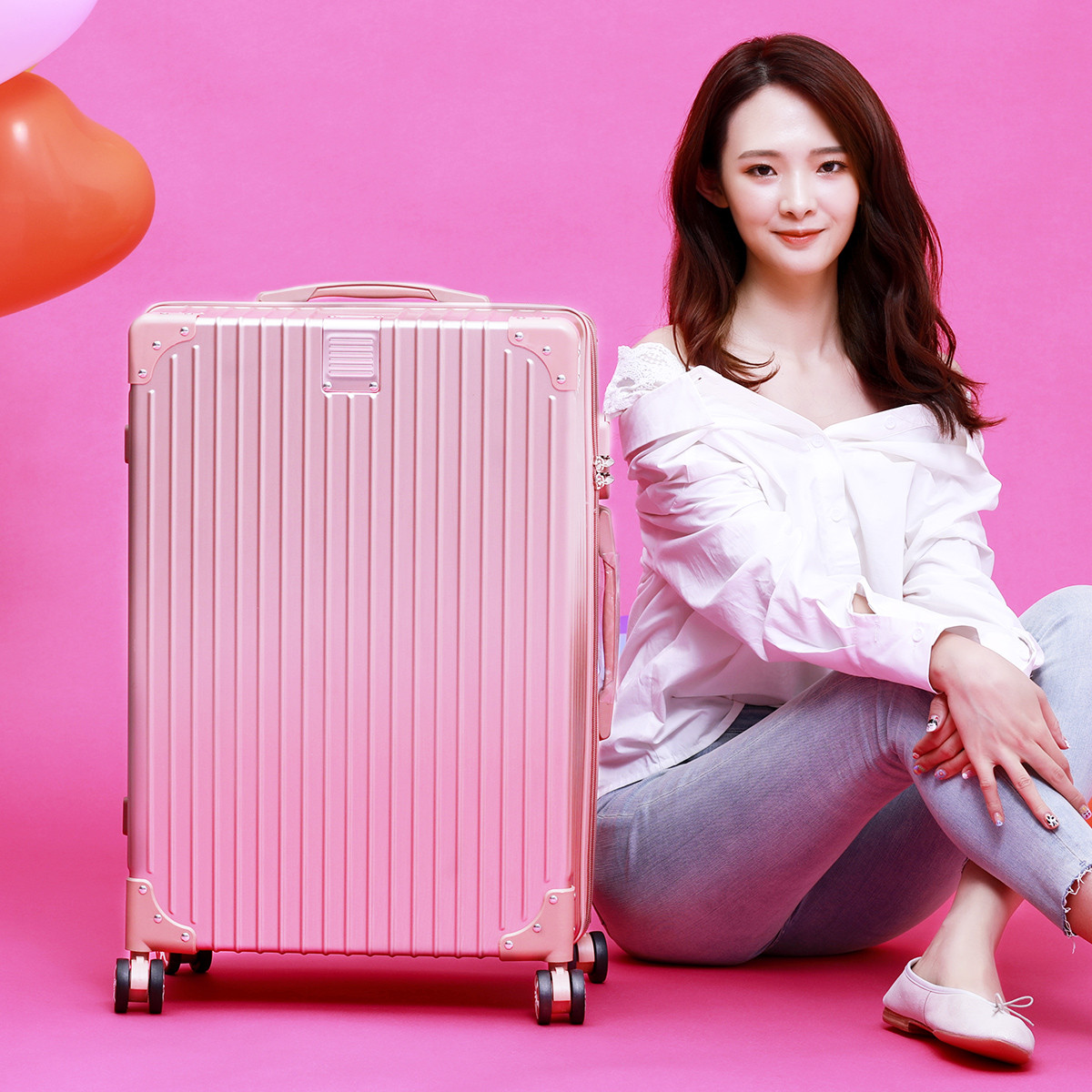 狮闻复古铝框拉杆箱女24寸行李箱女ins网红密码箱小型20寸登机箱出差