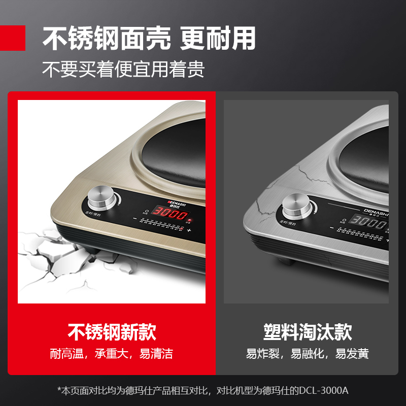 德玛仕DEMASHI商用电磁炉3000W凹面大功率家用电池炉电磁灶炒菜 IH-BC-3000N[炒锅套餐]