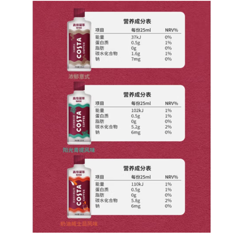 COSTA高倍凝萃咖啡液咖世家速溶浓缩袋装液鲜萃意式风味 混合风味(意式25ml*3+阳光青提25ml*4)高清大图