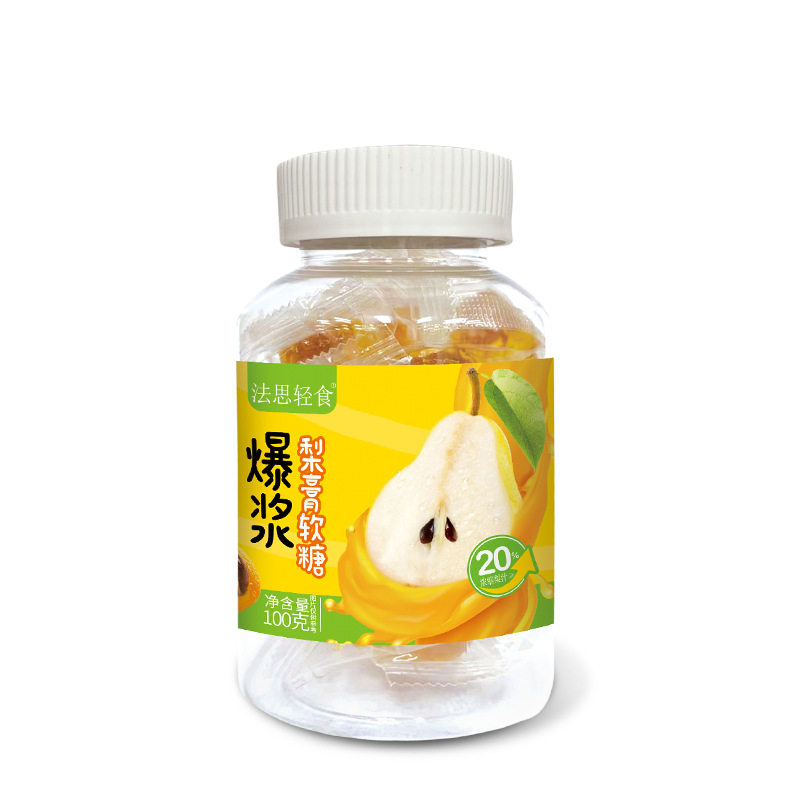 秋梨膏糖爆浆梨膏软糖甘甜糖果零食夹心糖果爆浆慈梨膏儿童高清大图