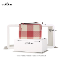 [直营]蔻驰(COACH) 经典格纹涂层帆布 拉链款零钱包手拿包钱包女包