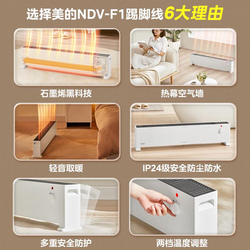 美的(Midea)踢脚线取暖器家用/电暖器电暖气片智能遥控对衡式防水节能省电轻音移动地暖器暖风高清大图