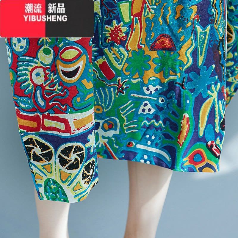 YIBUSHENG适合胖女人穿的连衣裙遮肚子显瘦大码女装200斤胖妹妹民族风长裙图片