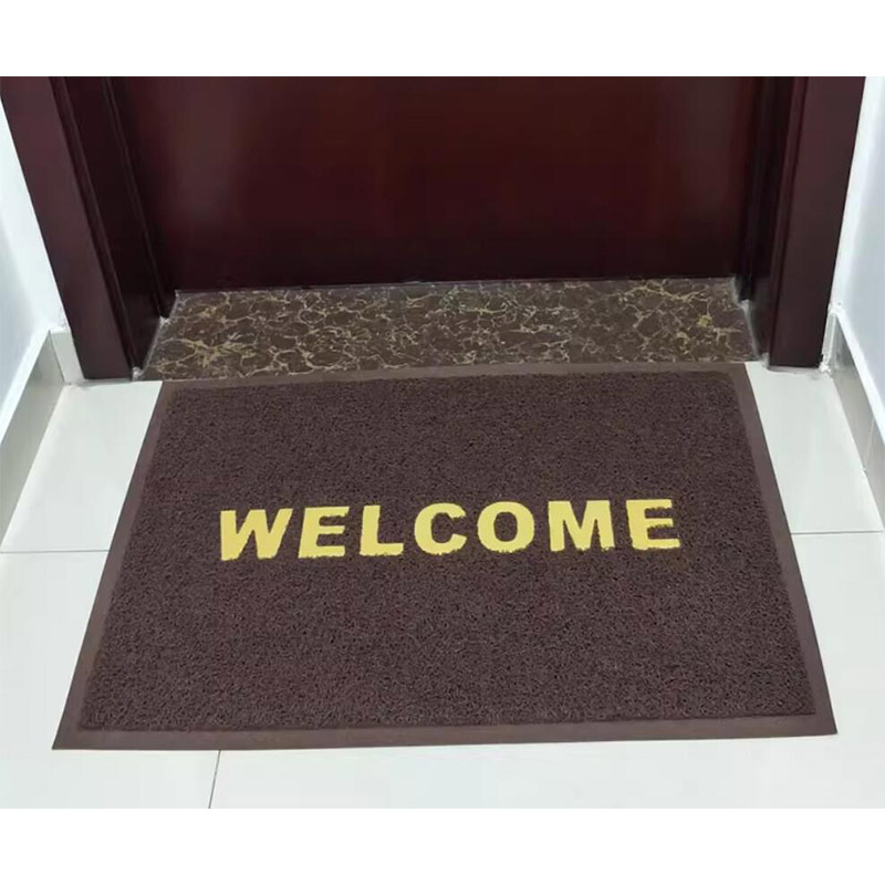 漂牌英文咖色加厚60*90cm耐磨进门防滑垫脚垫PVC丝圈地垫出口门垫