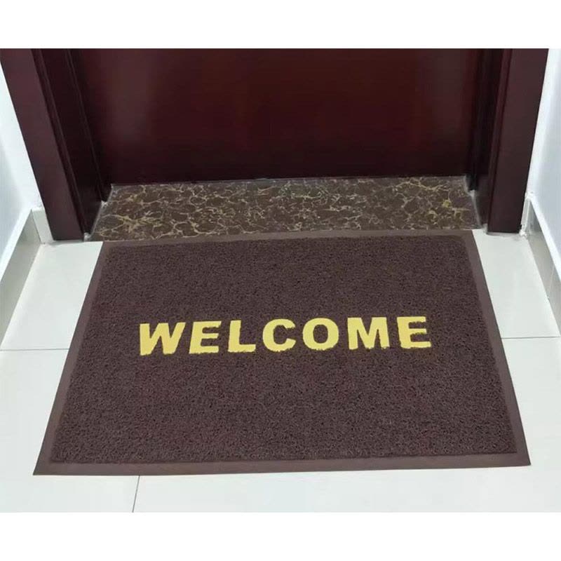 漂牌英文咖色加厚60*90cm耐磨进门防滑垫脚垫PVC丝圈地垫出口门垫图片