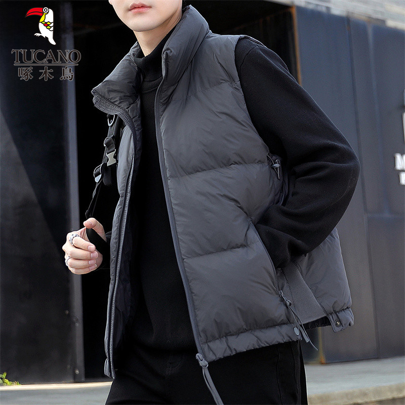 啄木鸟羽绒服马甲男士2024年冬季新款灰鸭绒坎肩保暖背心外套男甲高清大图