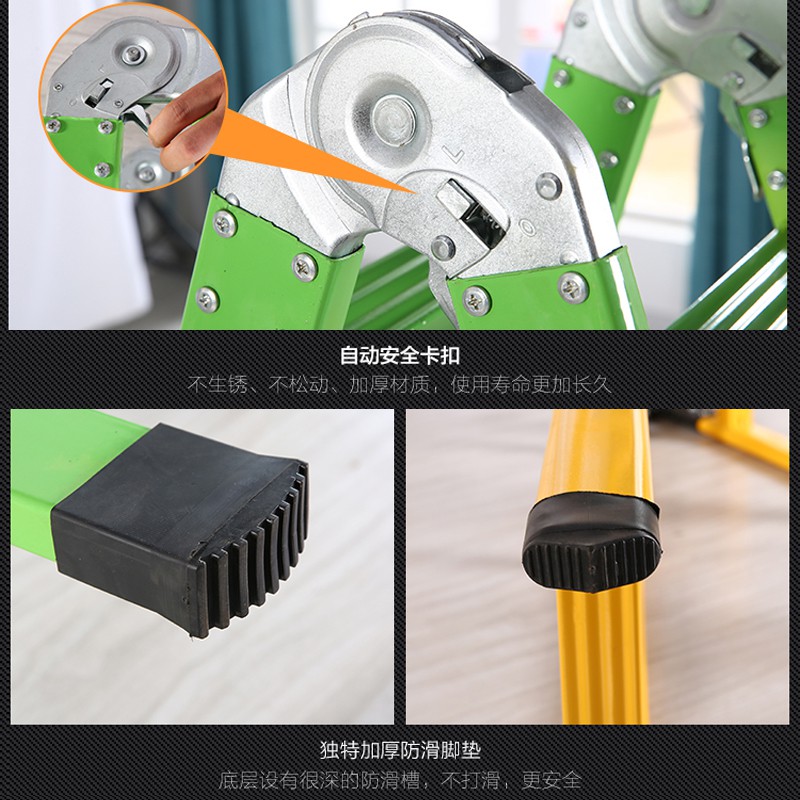 加厚人字梯两用梯子折叠家用直梯多功能工程梯伸缩爬梯阁楼梯 三维工匠 普通1.35米单侧梯(黄色)家用梯高清大图