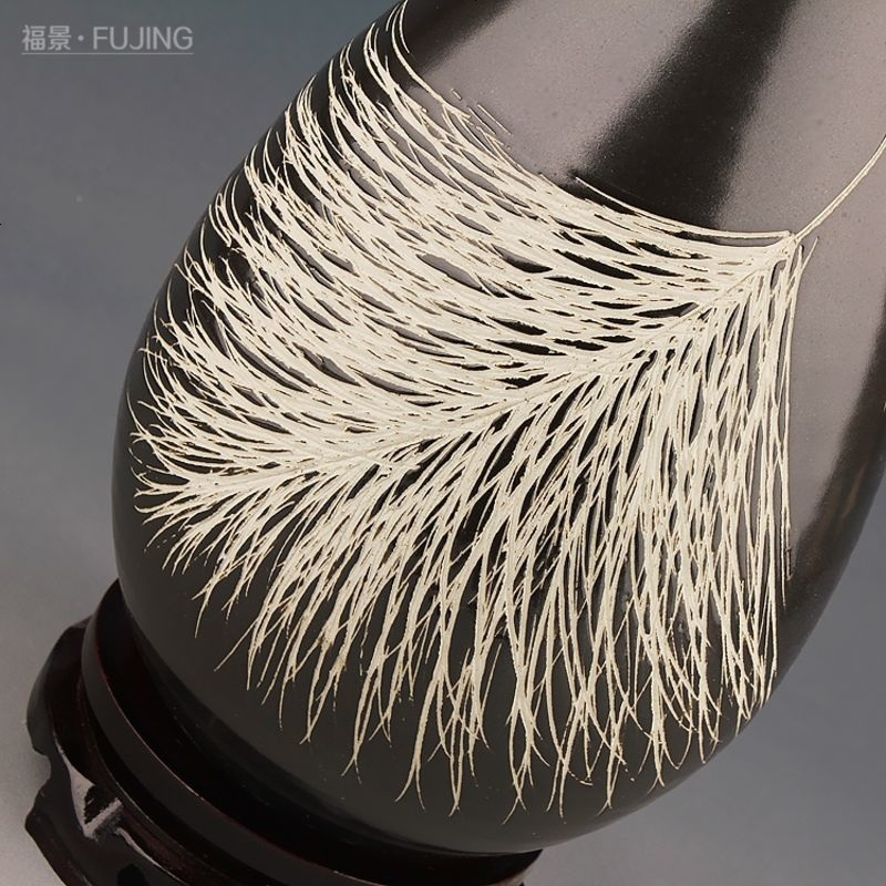 家居装饰品陶瓷现代中式天使之羽水滴花瓶客厅摆件插花工艺品