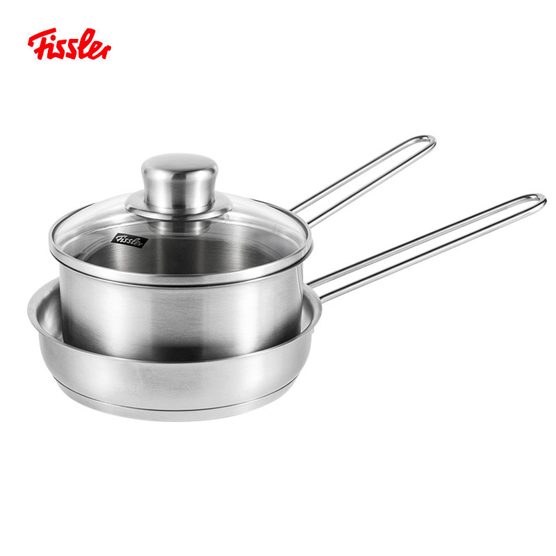 德国菲仕乐/Fissler 两件组套装带玻璃盖礼品套锅 不锈钢奶锅煮锅炖锅煎锅 多用途304不锈钢燃气灶电陶炉电磁炉通用