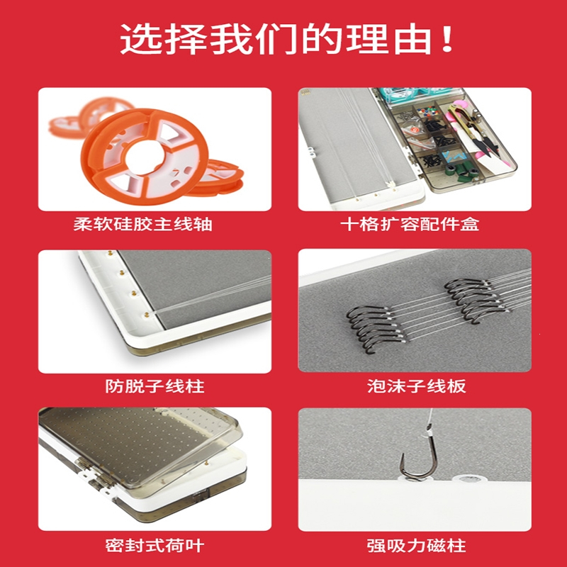 鱼漂盒三层多功能大容量主线子线盒闪电客浮漂盒套装三合一收纳渔具用品