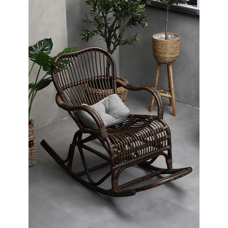 复古庭院印尼藤编摇椅家用阳台休闲午休逍遥椅民宿藤椅北欧风躺椅
