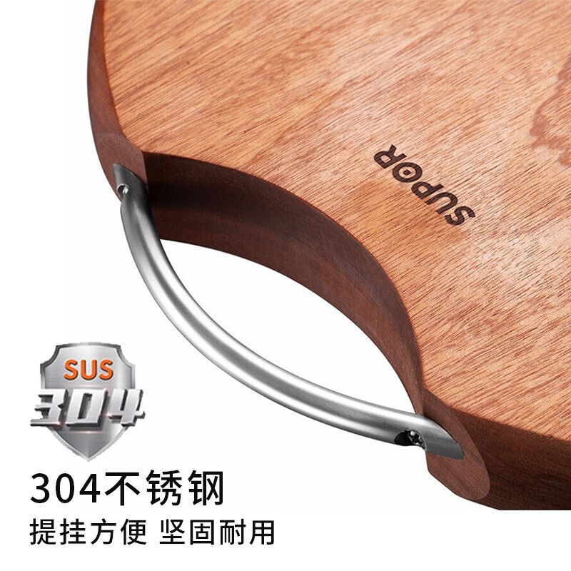 苏泊尔(SUPOR)菜板砧板乌檀木天然整木加厚圆形菜板可剁骨实木案板家用面板擀面W3935AC1高清大图