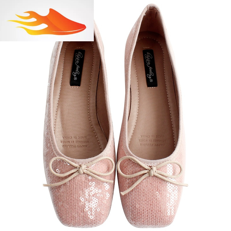 fish basketblingbling 亮晶晶蝴蝶结仙女鞋 百搭时尚亮片平底鞋 鱼