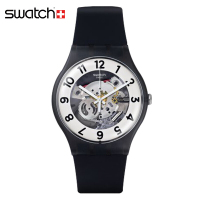 斯沃琪(Swatch)瑞士手表 色彩密码透视系列 树脂表带 石英男女通用学生手表 骷髅剑士SUOB134