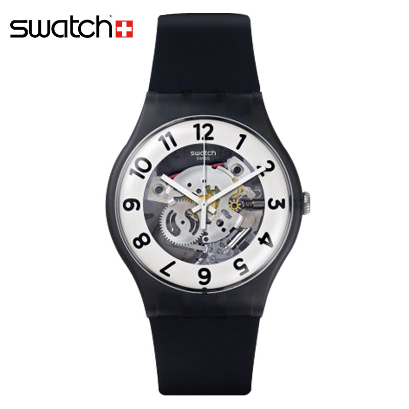 斯沃琪(Swatch)瑞士手表 色彩密码透视系列 树脂表带 石英男女通用学生手表 骷髅剑士SUOB134