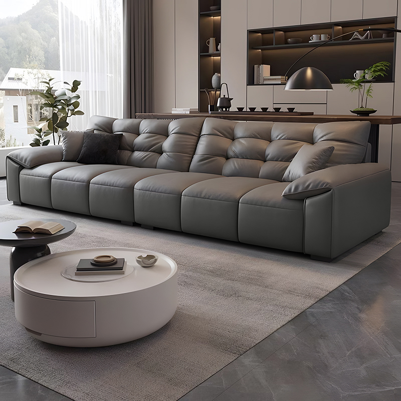 欧梵森 欧梵森意式真皮沙发客厅大小户型简约现代大象耳朵直排皮艺沙发办公家具椅高清大图